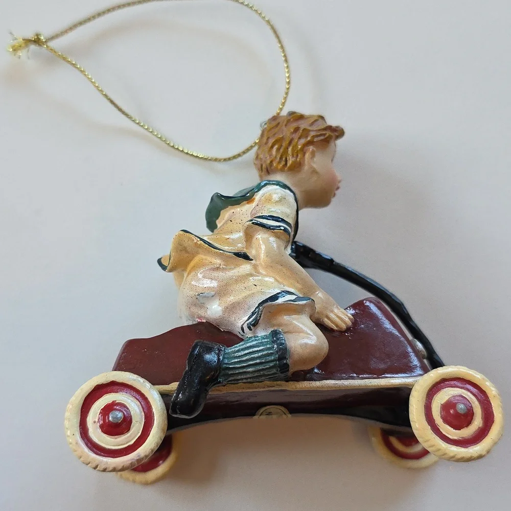Christmas Ornament - Radio Flyer - Red Wagon And Boy Ornament